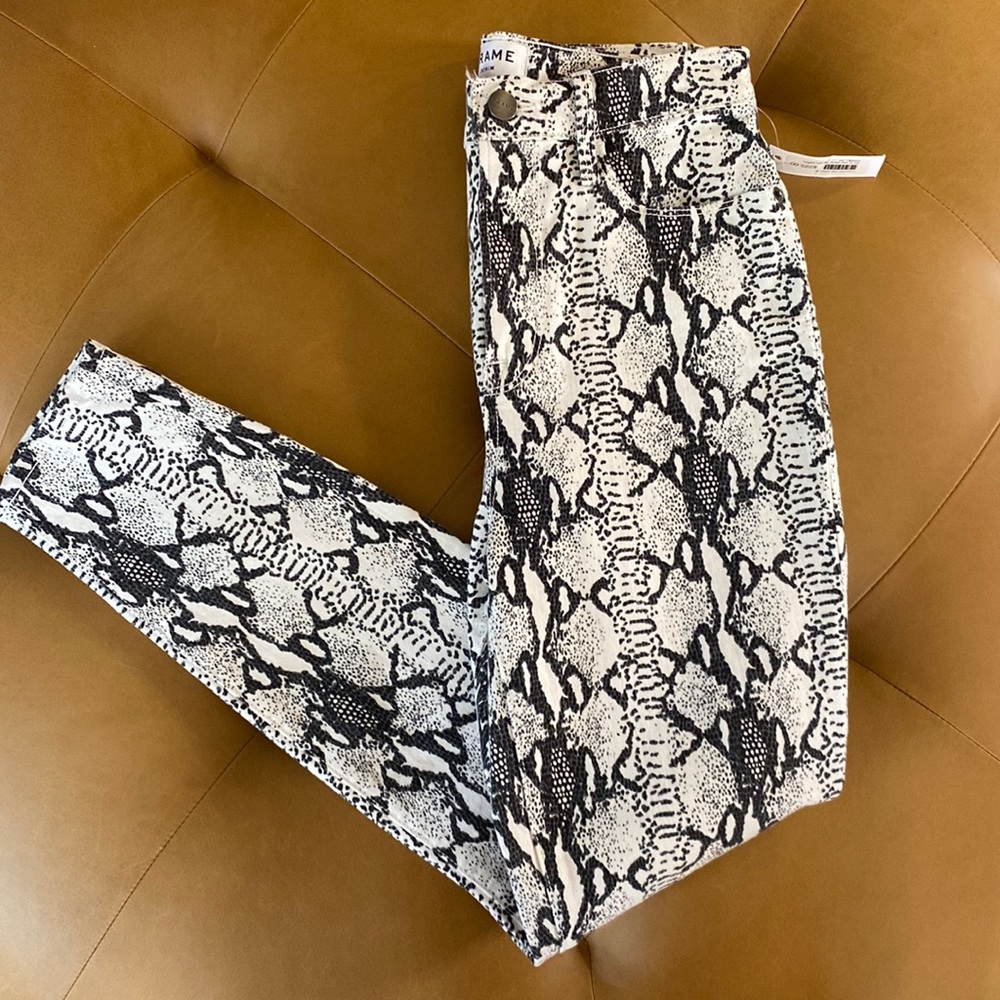 Frame Denim Python Snake Skinny Jeans Ali High Rise Cigarette NWT Sz 25